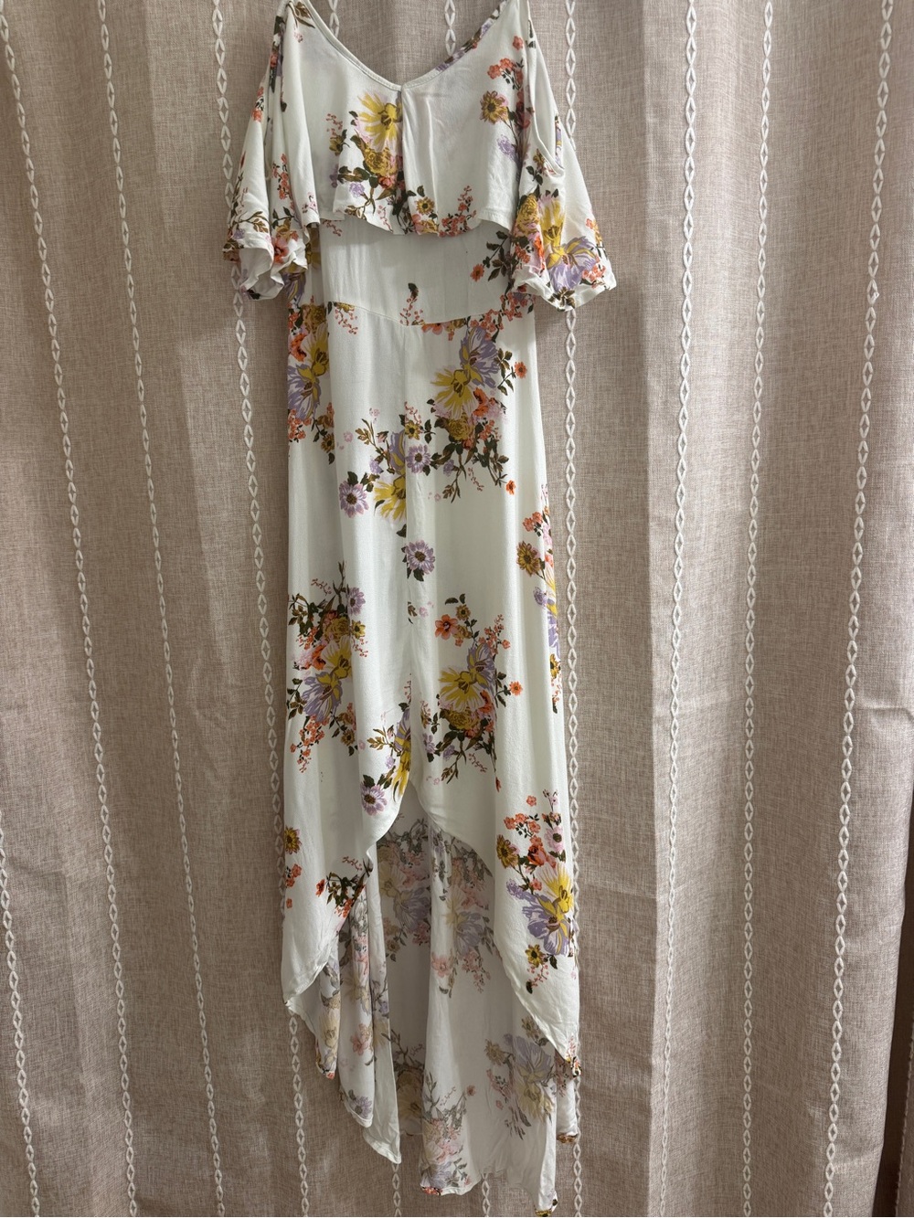 Kohl's Mint Floral High-Low Off-Shoulder Maxi Dress